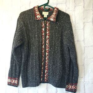 ST. JOHN'S BAY Wool-Blend Full Zip Cardigan Sweater Medium